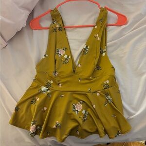 Urban Outfitters Mustard Floral Top
